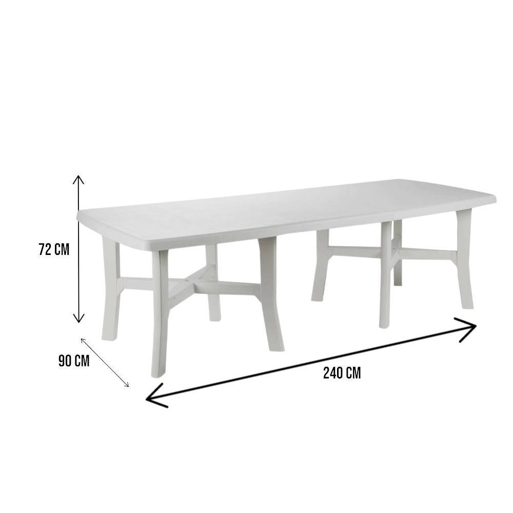 Dmora - Table d'extérieur Dhysa, Étagère à manger extensible, Table de jardin rectangulaire polyvalente, 100% Made in Italy, 160x100h72 cm, Blanc - Dmora - Imagen 3