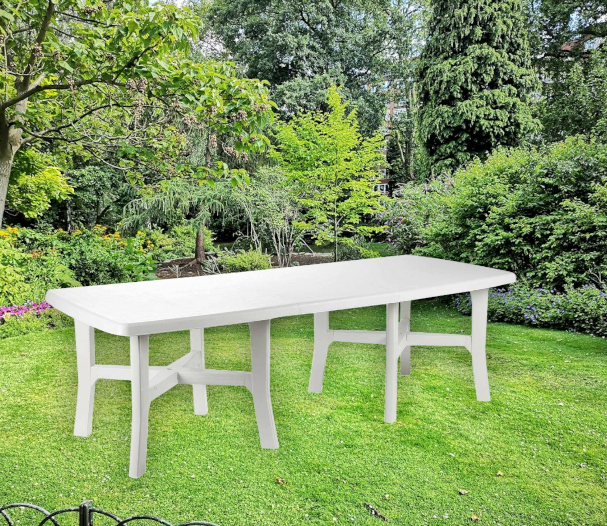 Dmora - Table d'extérieur Dhysa, Étagère à manger extensible, Table de jardin rectangulaire polyvalente, 100% Made in Italy, 160x100h72 cm, Blanc - Dmora - Imagen 2