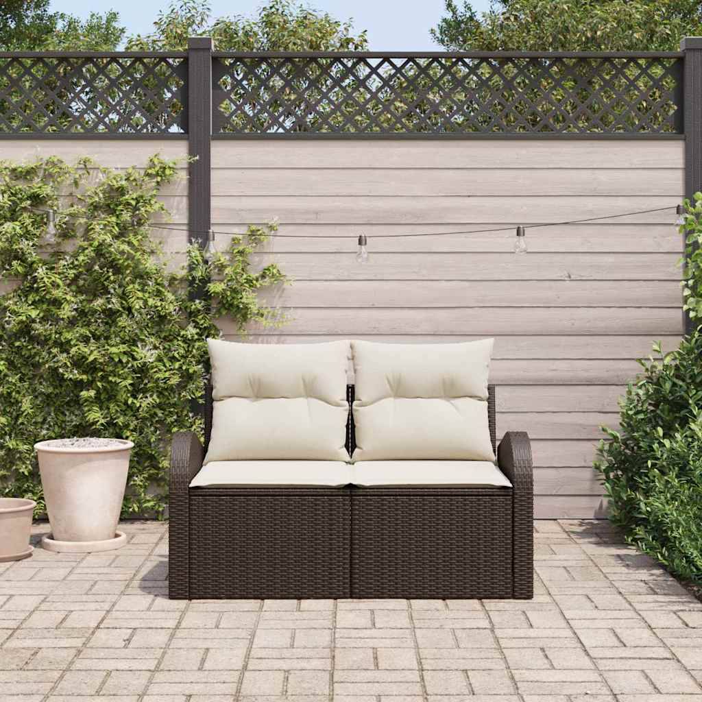 Banquette Extérieure Robuste 2 Places Résine Tressée Marron & Entretien Aisé pour Terrasse Marron – ComfortXL Outdoor Living - Image 1