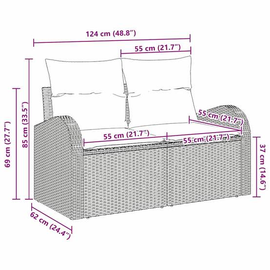 Banquette Extérieure Robuste 2 Places Résine Tressée Marron & Entretien Aisé pour Terrasse Marron – ComfortXL Outdoor Living - Image 6