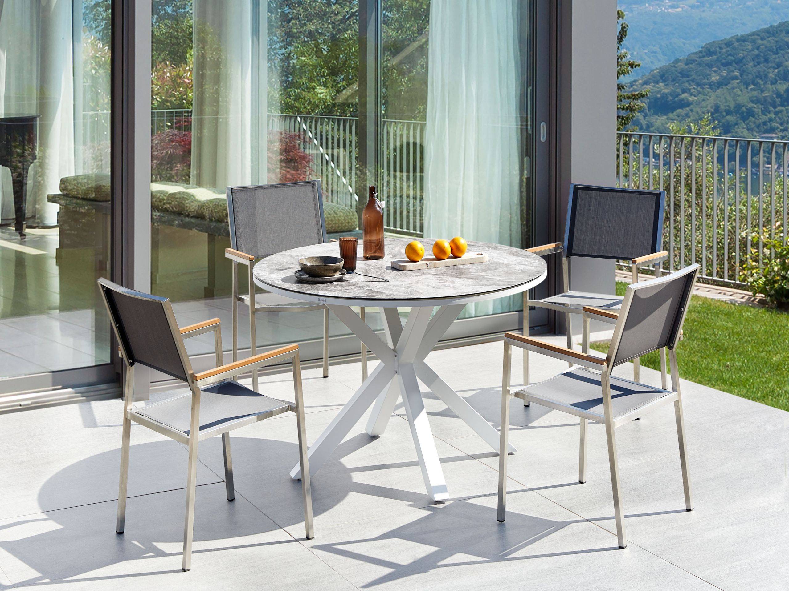 Beliani - Set de salle à manger, 4 Personnes Aluminium Gris/blanc MALETTO/GROSSETO - Beliani - Imagen 1