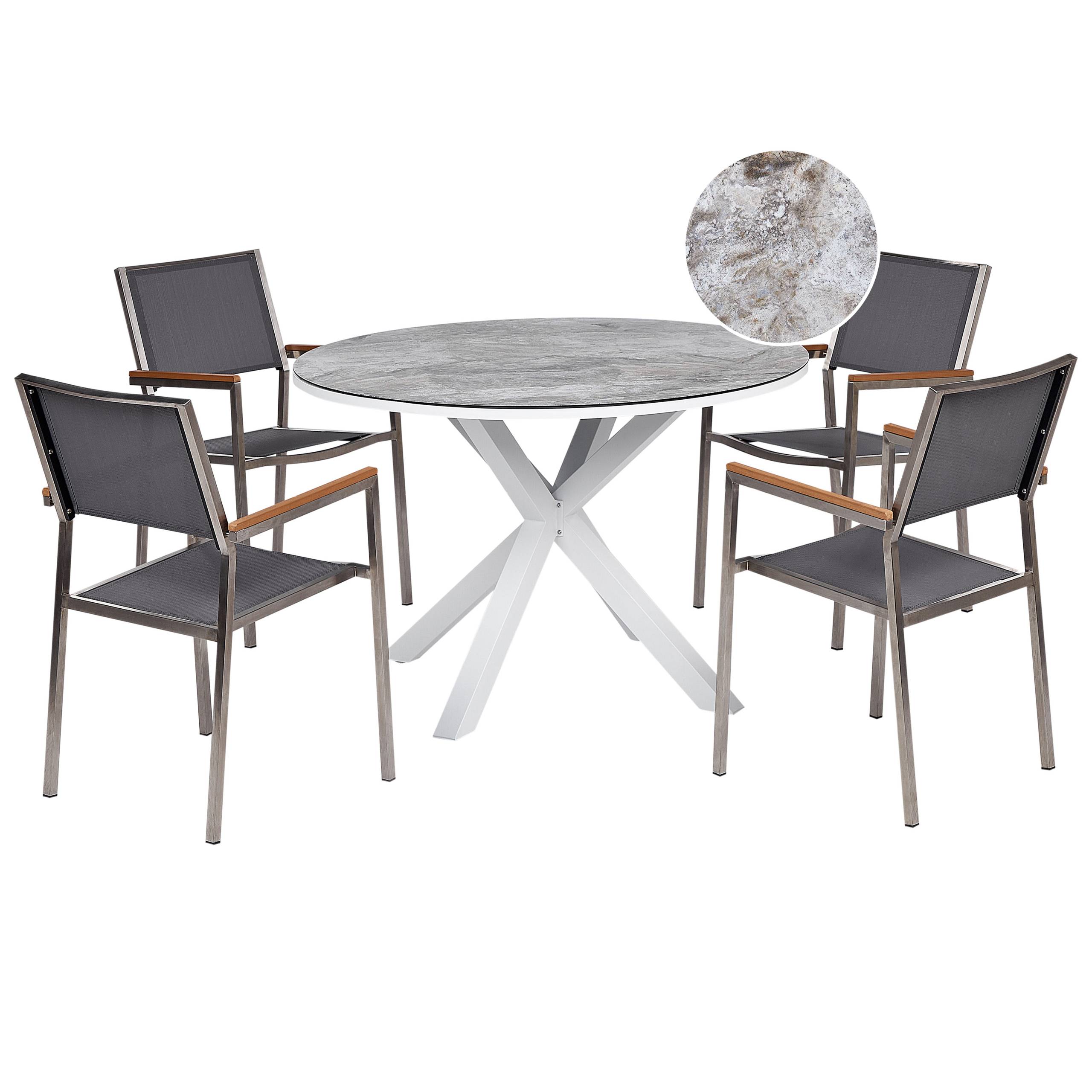 Beliani - Set de salle à manger, 4 Personnes Aluminium Gris/blanc MALETTO/GROSSETO - Beliani - Imagen 2