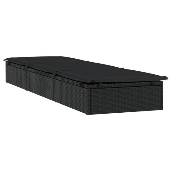 Helloshop26 - Transat chaise longue bain de soleil lit de jardin terrasse meuble d'extérieur avec coussin noir 201x55x62 cm résine tressée - Imagen 2