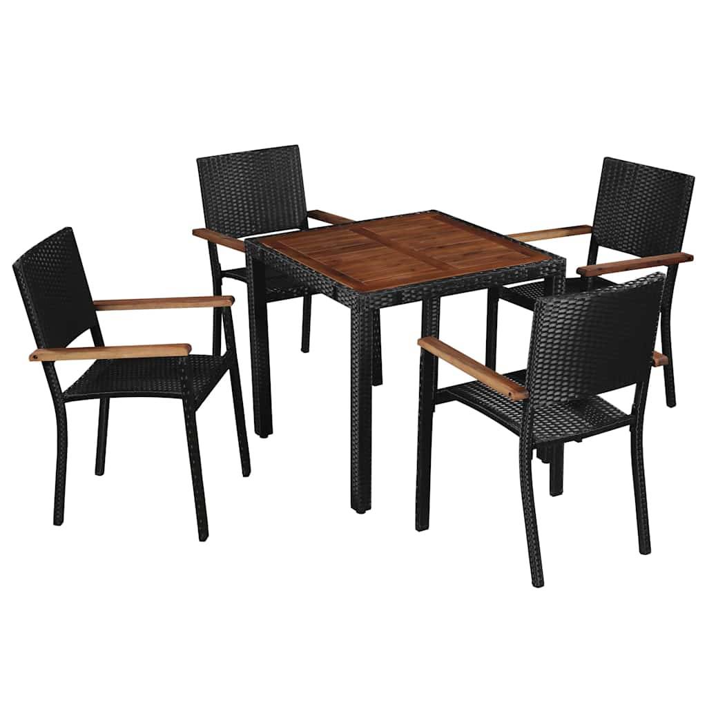 Vidaxl - Ensemble à manger d'extérieur 5 pcs-Salons de jardin Rotin et bois d'acacia Noir 353025