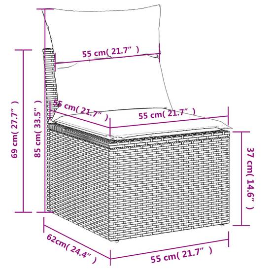 ComfortXL - Salon de Jardin Gris 9 Pièces Résine Tressée avec Table Verre Coussins Gris Foncé – ComfortXL Outdoor Living - Image 5