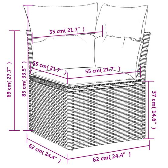 ComfortXL - Salon de Jardin Gris 9 Pièces Résine Tressée avec Table Verre Coussins Gris Foncé – ComfortXL Outdoor Living - Image 10