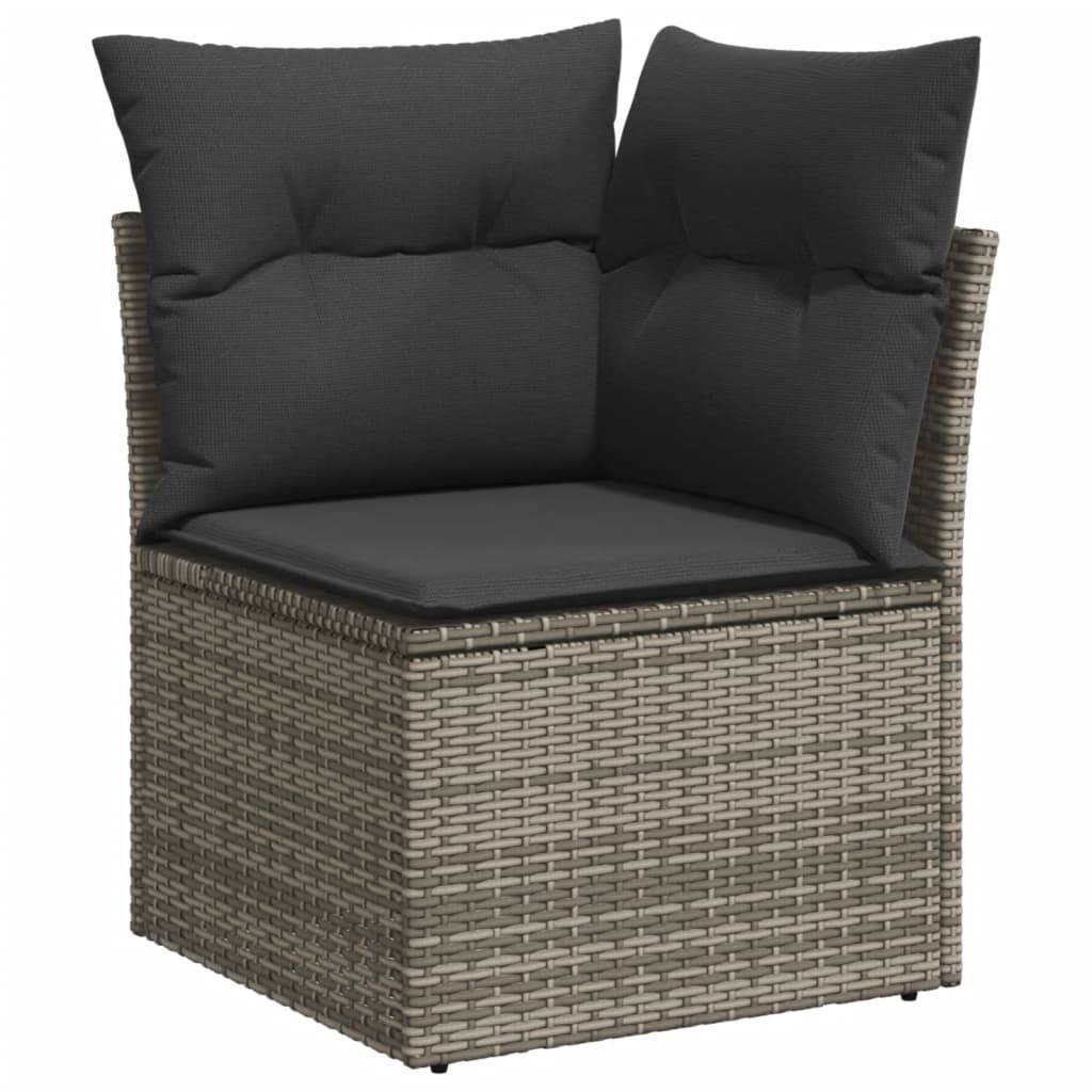 ComfortXL - Salon de Jardin Gris 9 Pièces Résine Tressée avec Table Verre Coussins Gris Foncé – ComfortXL Outdoor Living - Image 4