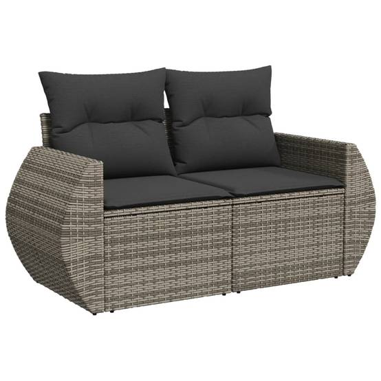 ComfortXL - Salon de Jardin Gris 9 Pièces Résine Tressée avec Table Verre Coussins Gris Foncé – ComfortXL Outdoor Living - Image 3
