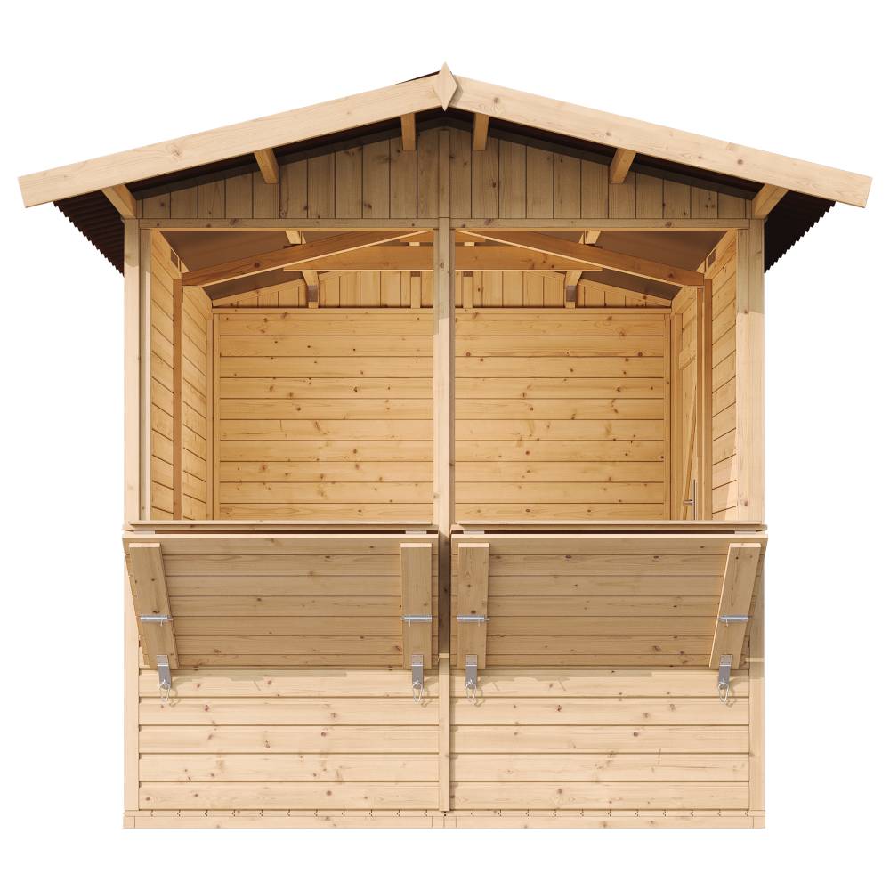 Timbela - Maison de jardin en bois H232x253x263 cm / 4 m² - Étal de marché en bois - Grand stand de vendeur avec comptoir - 17 mm d’épaisseur - Timbela M149 - Image 3