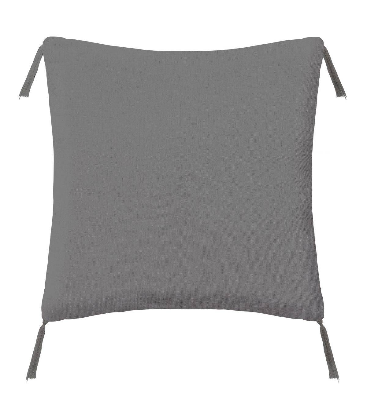 Coussin en Lin Gris imprimé Art déco avec pompons 40 x 40 cm - Imagen 4