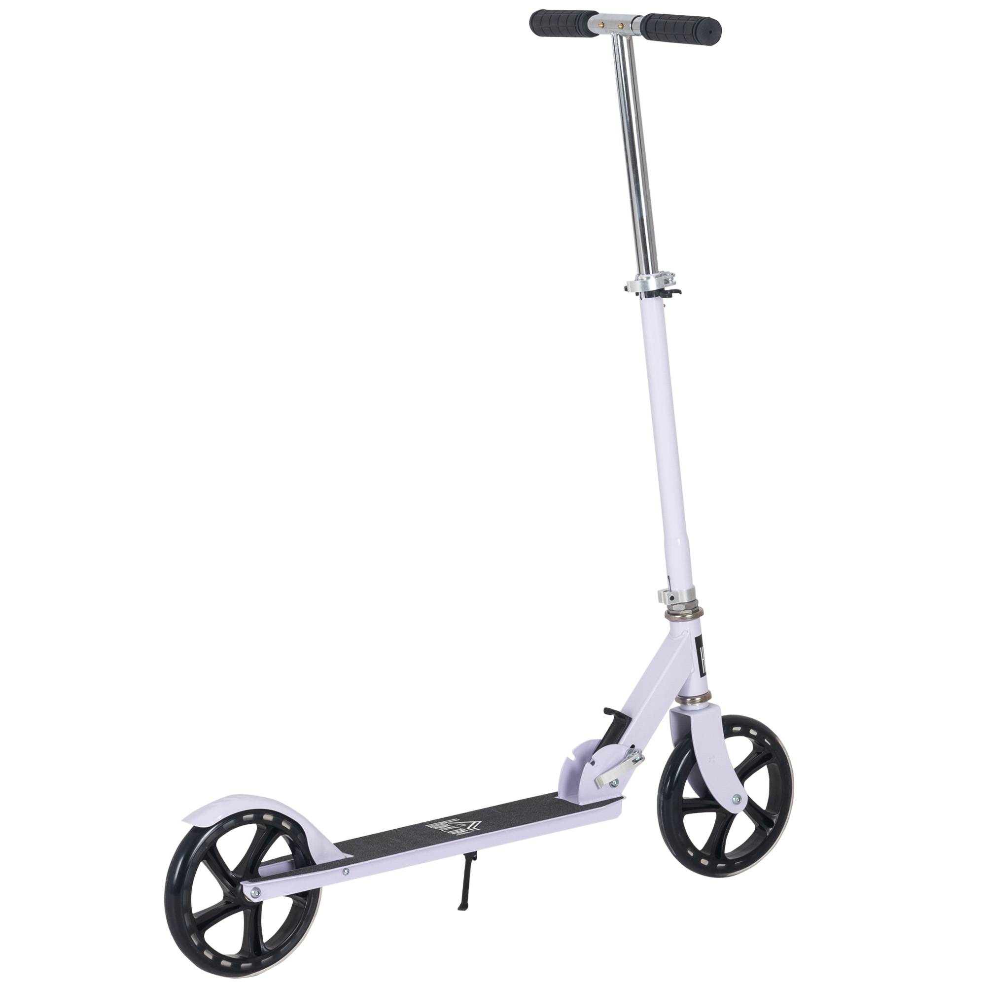 Trottinette Pliable Enfant et Adolescent, Guidon Réglable sur 4 Niveaux, Frein Arrière, 100 kg Max., Blanc - Image 2
