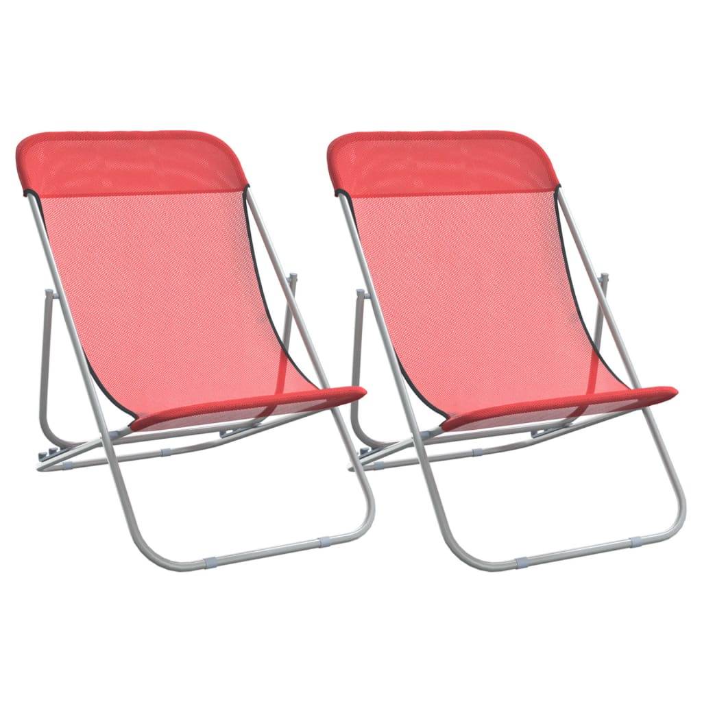 Lot de 2 chaises de plage Textilène pour extérieur Dossier 3 positions Rouge - ComfortXL Outdoor Living - Image 2