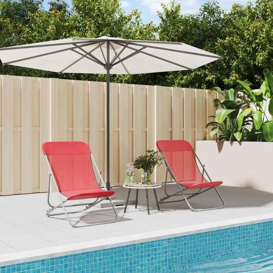 Lot de 2 chaises de plage Textilène pour extérieur Dossier 3 positions Rouge - ComfortXL Outdoor Living - Image 1