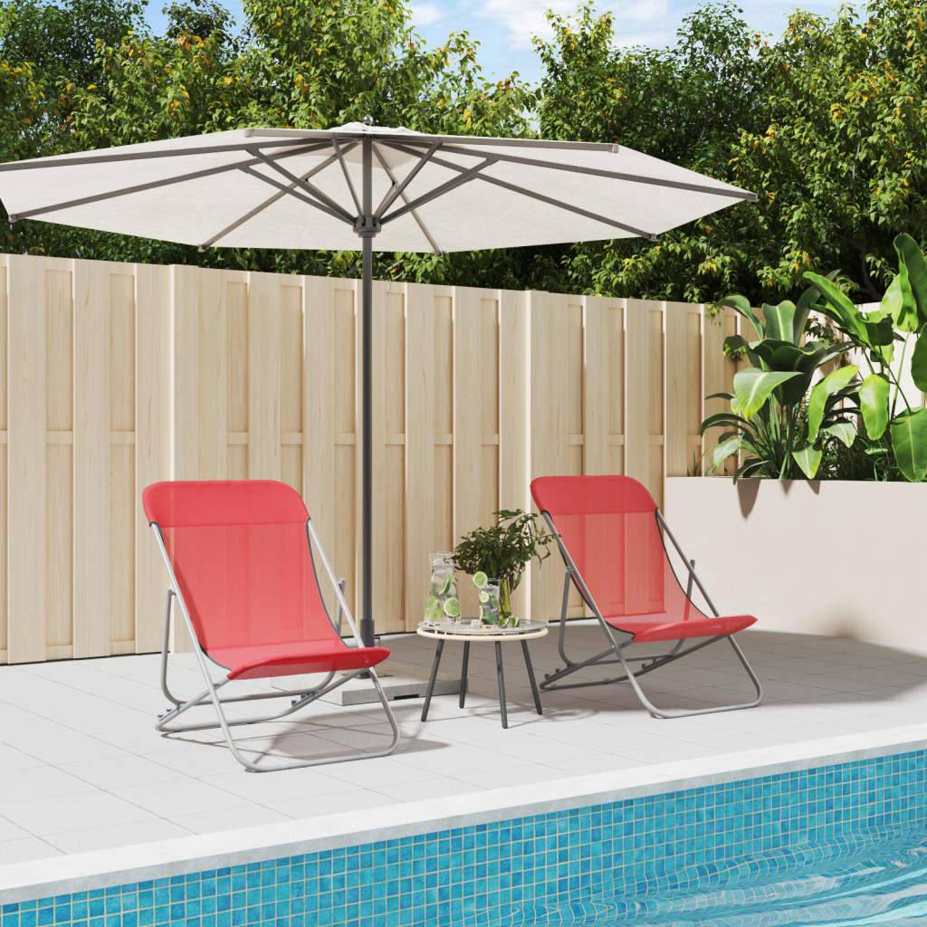 Lot de 2 chaises de plage Textilène pour extérieur Dossier 3 positions Rouge - ComfortXL Outdoor Living - Image 1