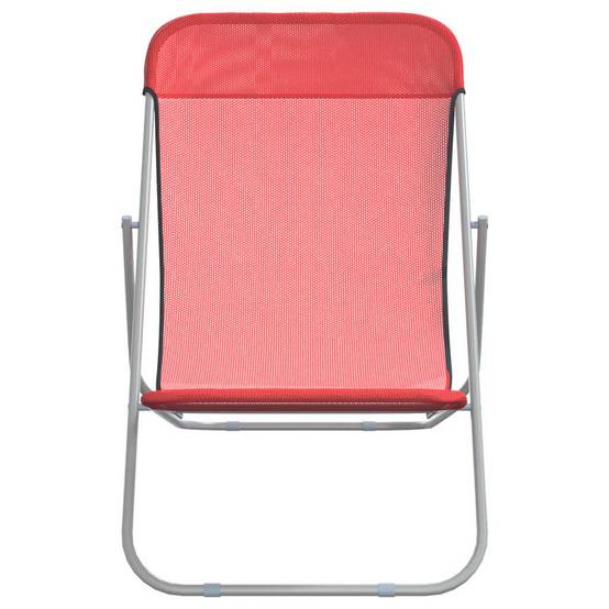 Lot de 2 chaises de plage Textilène pour extérieur Dossier 3 positions Rouge - ComfortXL Outdoor Living - Image 4