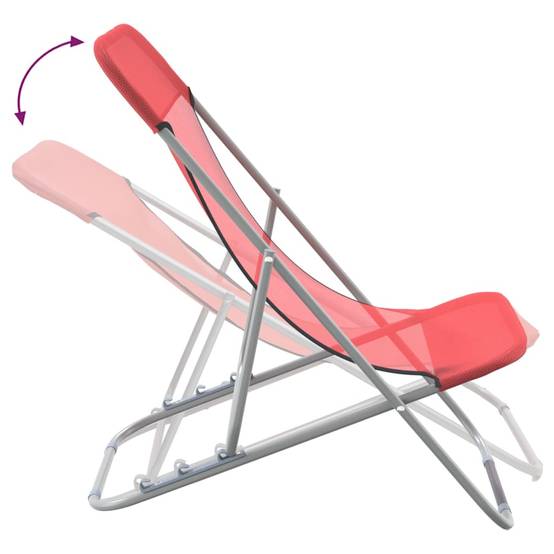 Lot de 2 chaises de plage Textilène pour extérieur Dossier 3 positions Rouge - ComfortXL Outdoor Living - Image 7