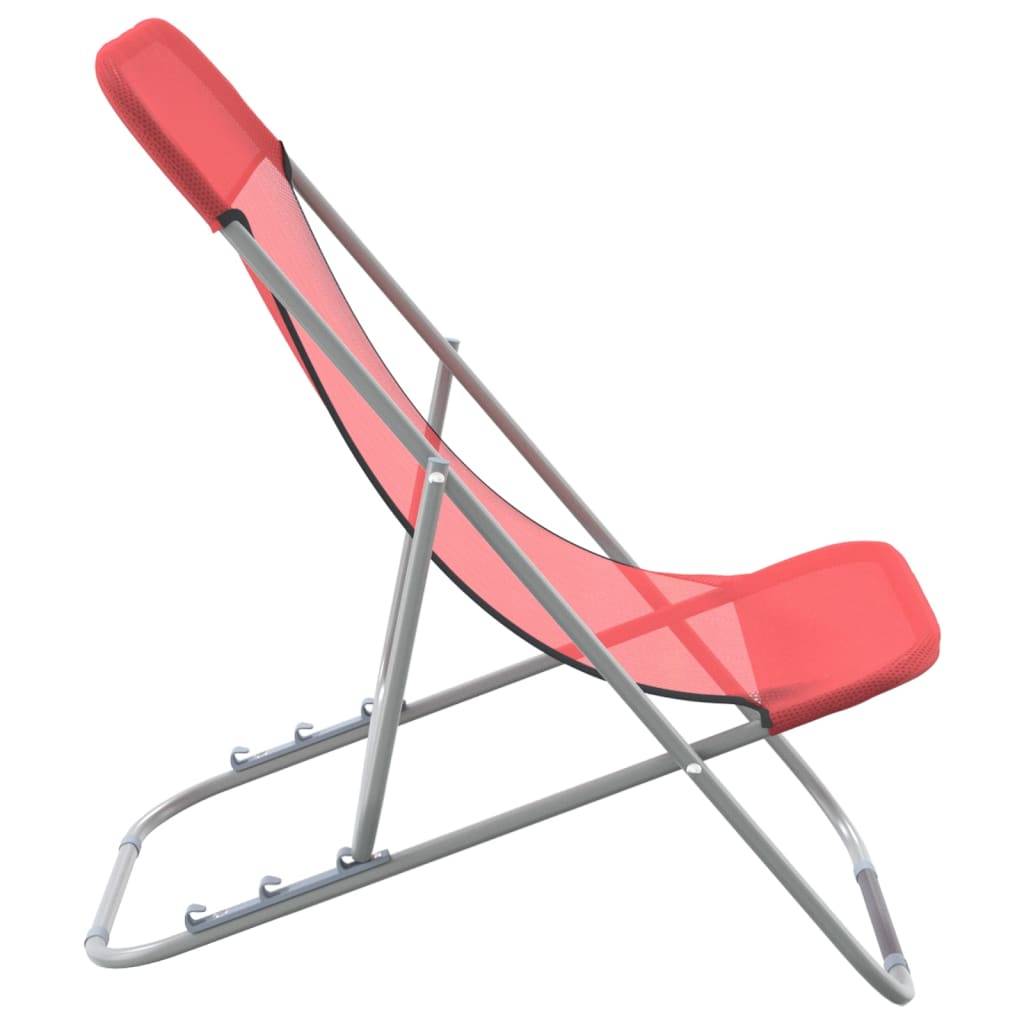 Lot de 2 chaises de plage Textilène pour extérieur Dossier 3 positions Rouge - ComfortXL Outdoor Living - Image 5