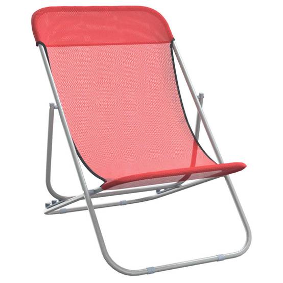 Lot de 2 chaises de plage Textilène pour extérieur Dossier 3 positions Rouge - ComfortXL Outdoor Living - Image 3