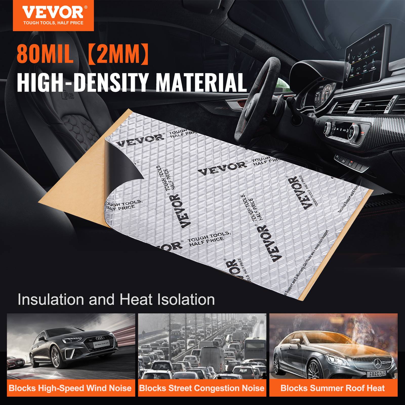 Vevor - VEVOR Tapis isolation phonique 2 mm, 3,3 m², caoutchouc butyle. Voiture. - Image 2