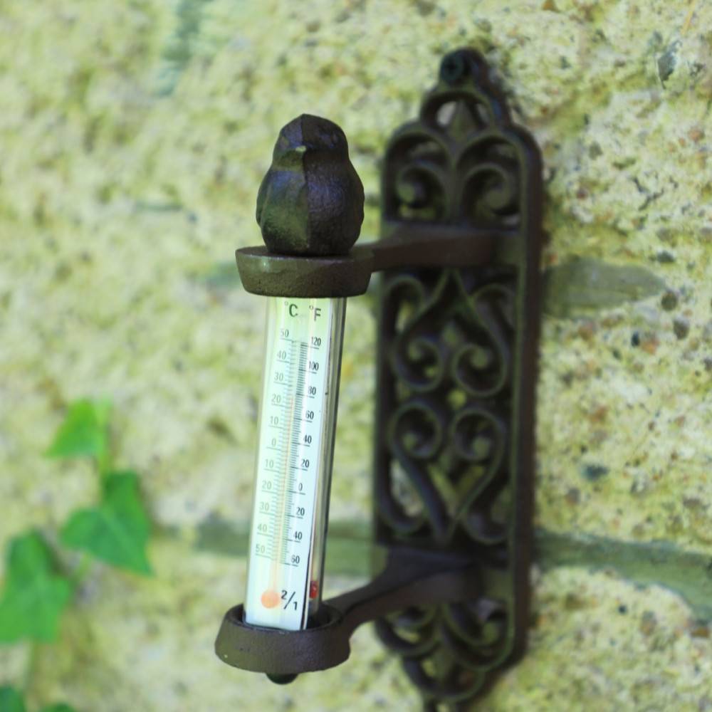 Thermomètre en fonte marron et verre 5 x 20 x 20 cm Chemin de campagne - Imagen 3
