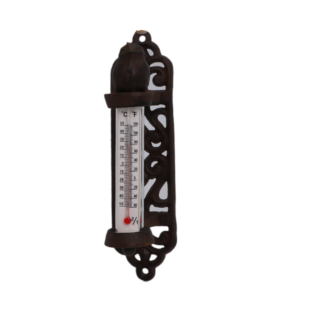 Thermomètre en fonte marron et verre 5 x 20 x 20 cm Chemin de campagne - Imagen 1