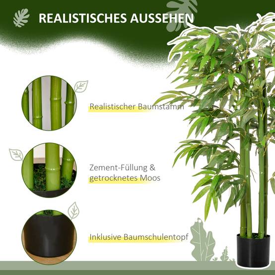 Bambou Artificiel 780 Feuilles Tissu Soie Intérieur Décoration Zen Vert 140cm - ComfortXL Outdoor Living - Image 6