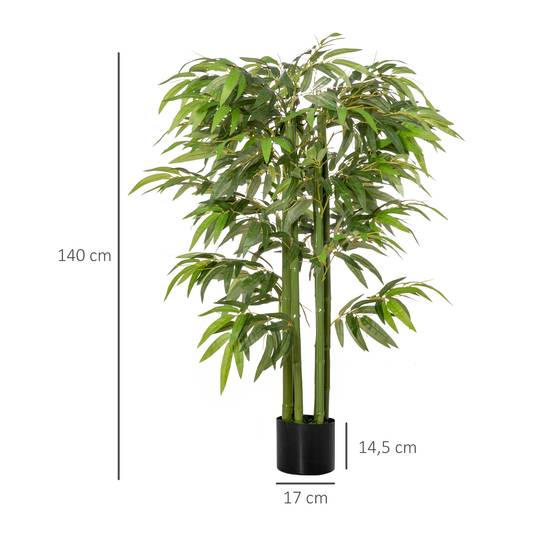 Bambou Artificiel 780 Feuilles Tissu Soie Intérieur Décoration Zen Vert 140cm - ComfortXL Outdoor Living - Image 5