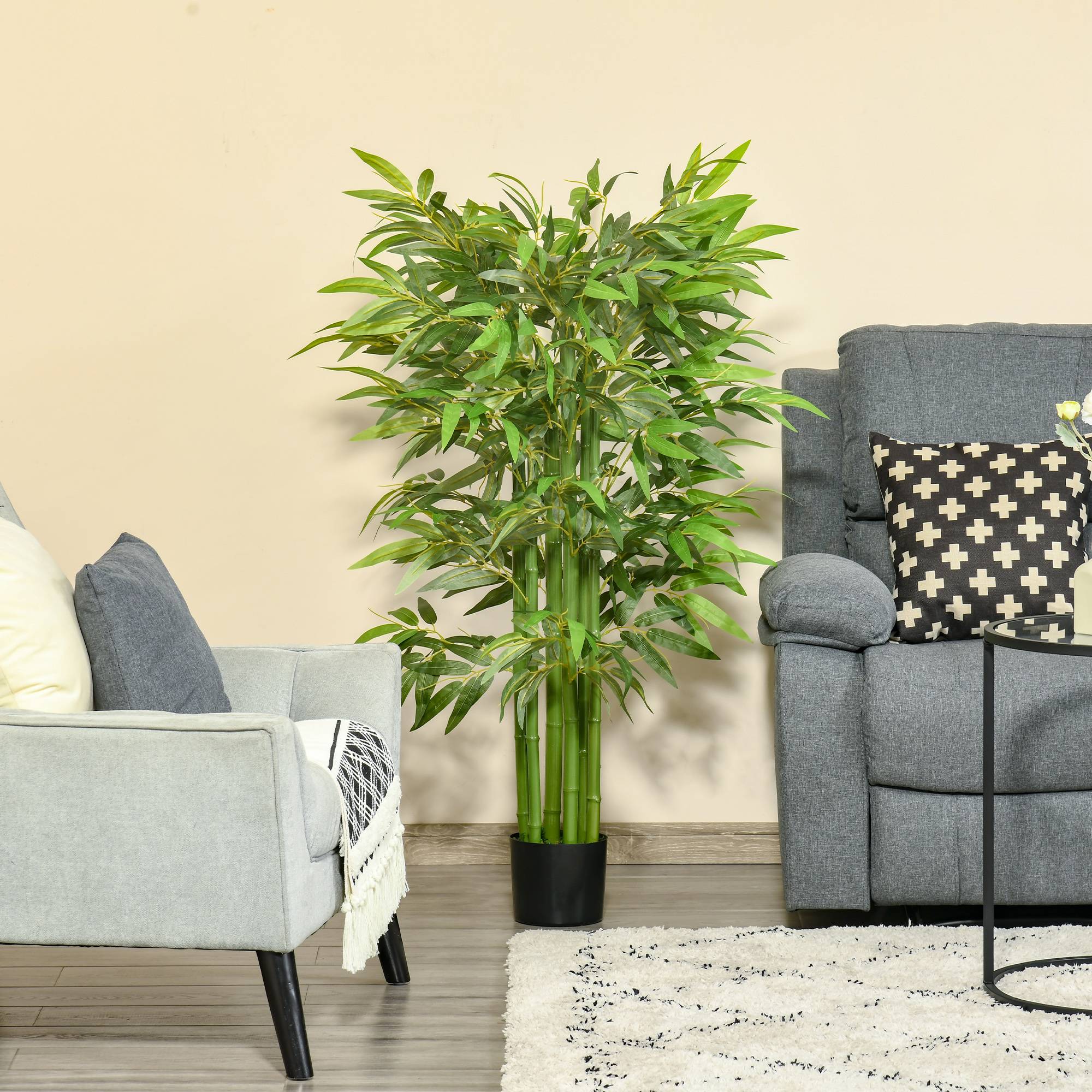 Bambou Artificiel 780 Feuilles Tissu Soie Intérieur Décoration Zen Vert 140cm - ComfortXL Outdoor Living - Image 4