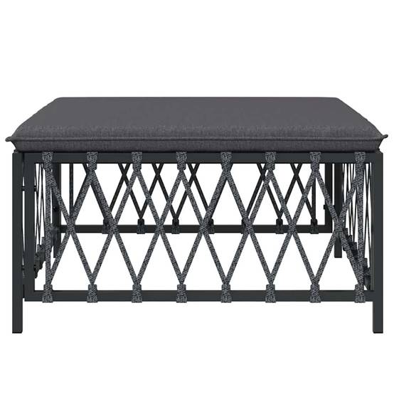 Repose-pied de jardin | Tabouret de jardin | Pouf avec coussin anthracite tissu tissé Maison Chic - Image 3
