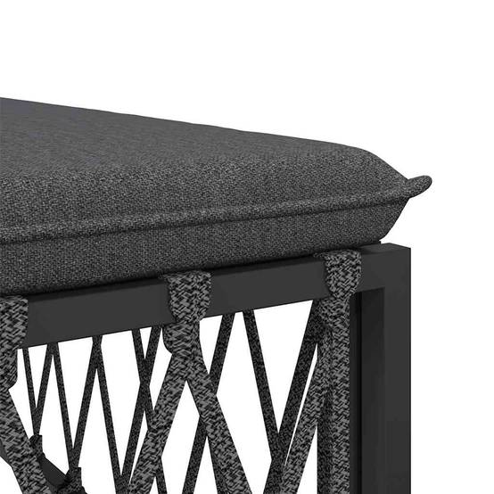 Repose-pied de jardin | Tabouret de jardin | Pouf avec coussin anthracite tissu tissé Maison Chic - Image 5