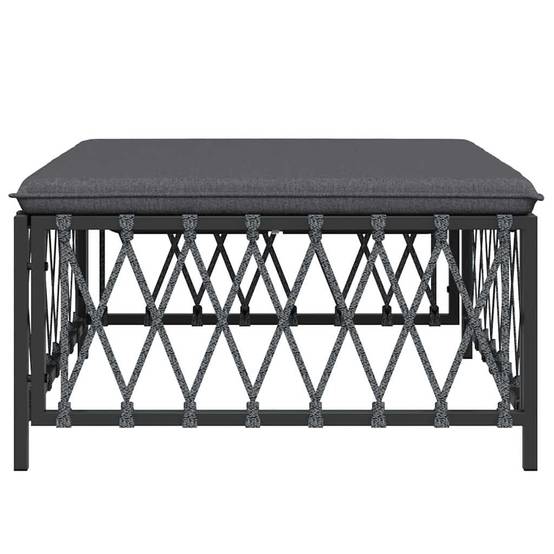 Repose-pied de jardin | Tabouret de jardin | Pouf avec coussin anthracite tissu tissé Maison Chic - Image 4