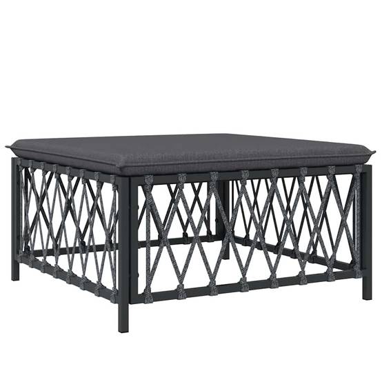 Repose-pied de jardin | Tabouret de jardin | Pouf avec coussin anthracite tissu tissé Maison Chic - Image 1