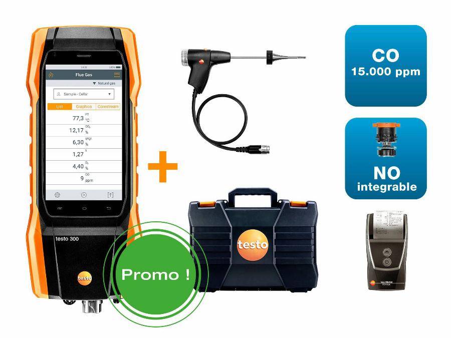 Lot premium analyseur de combustion avec imprimante 300 - TESTO - 0564 3004 81 - Imagen 1
