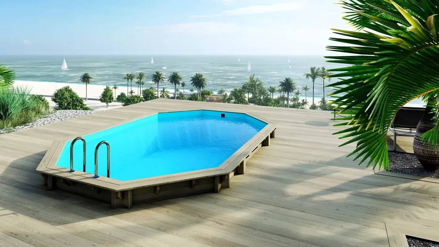 Altanka - Piscine en bois 6,57x4,57 - H.1,31 m - avec filtration et coffre - BAS749OSPI+SZA - Imagen 2