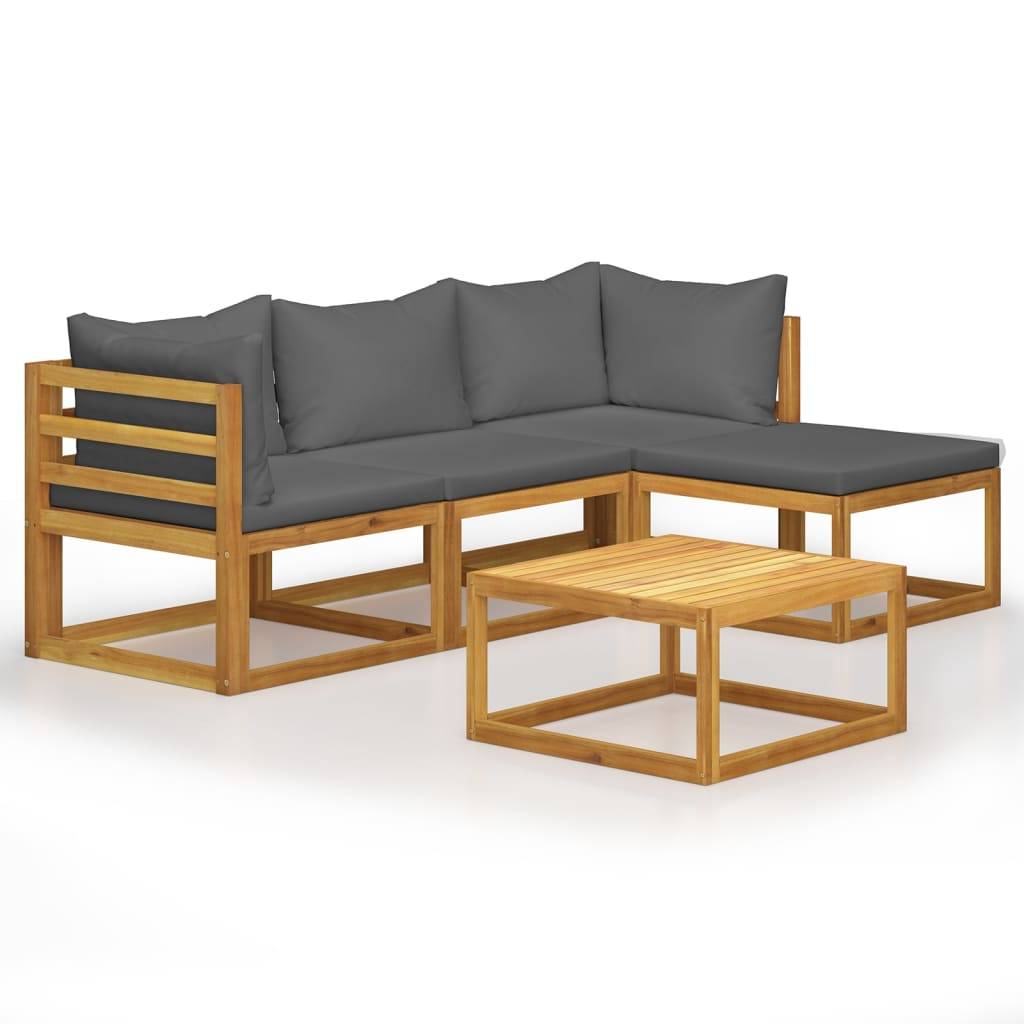 Vidaxl - Salon de jardin 5 pcs avec coussins Bois d'acacia solide vidaXL 45914 - Imagen 2