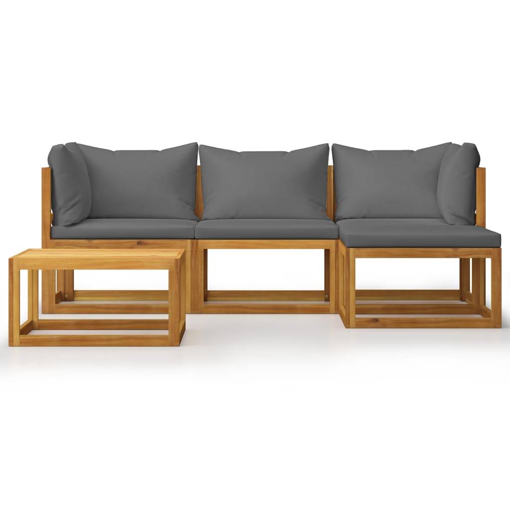 Vidaxl - Salon de jardin 5 pcs avec coussins Bois d'acacia solide vidaXL 45914 - Imagen 4