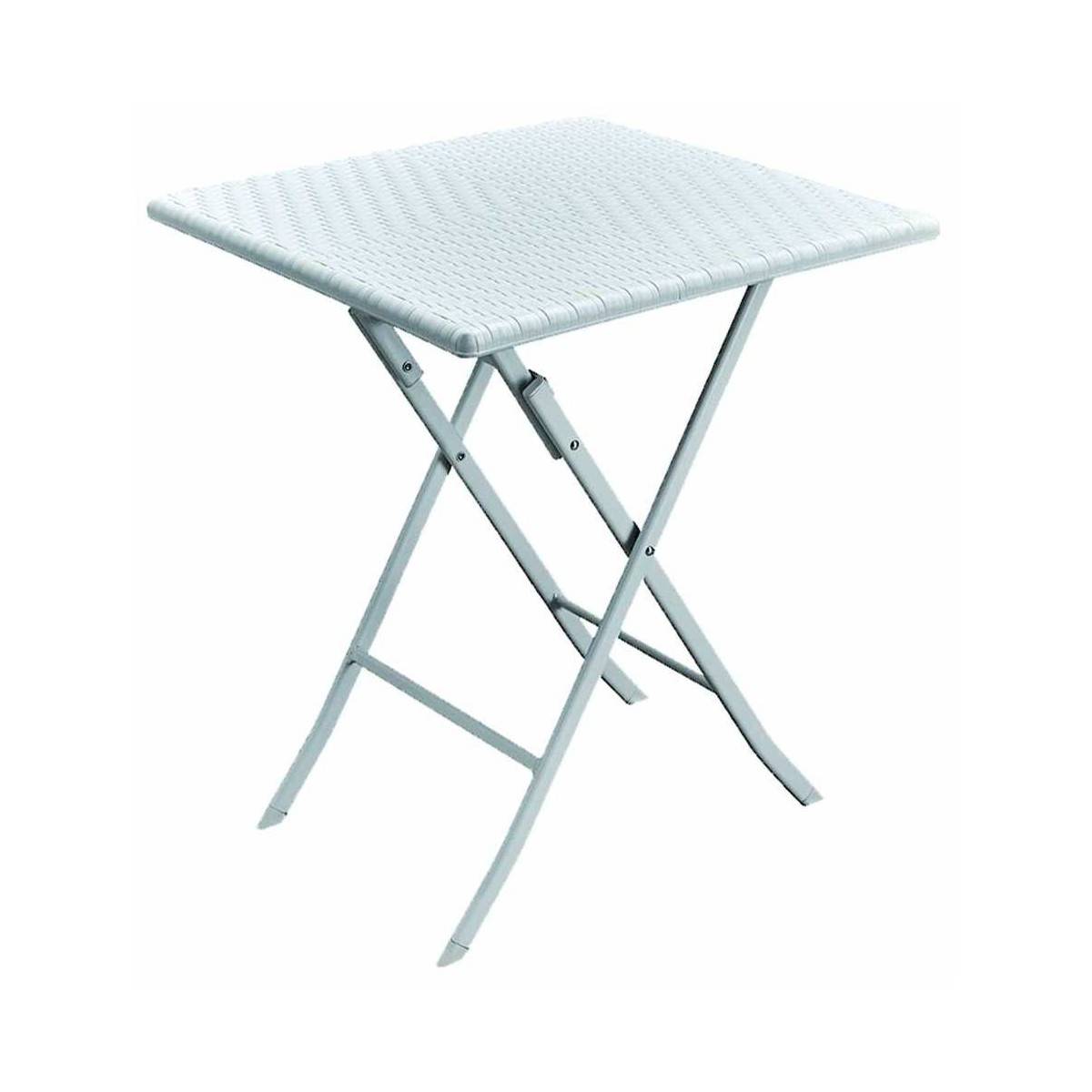 Table carrée Blanche 61x61xH73cm Pliante Résine Camping Jardin Réceptions Festivals Evenements KZ GARDEN - Imagen 1