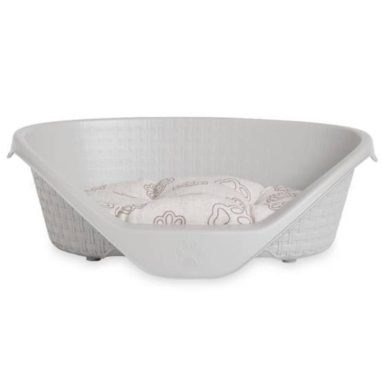 Bama - Panier aspect rotin 110 x 77,5 x H 36,5 cm gamme Nido gris clair pour chien - Image 1