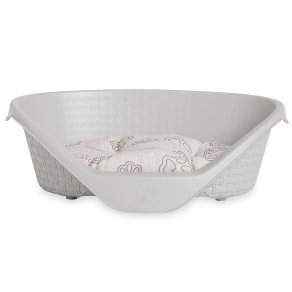 Bama - Panier aspect rotin 110 x 77,5 x H 36,5 cm  gamme Nido gris clair  pour chien - Imagen 1