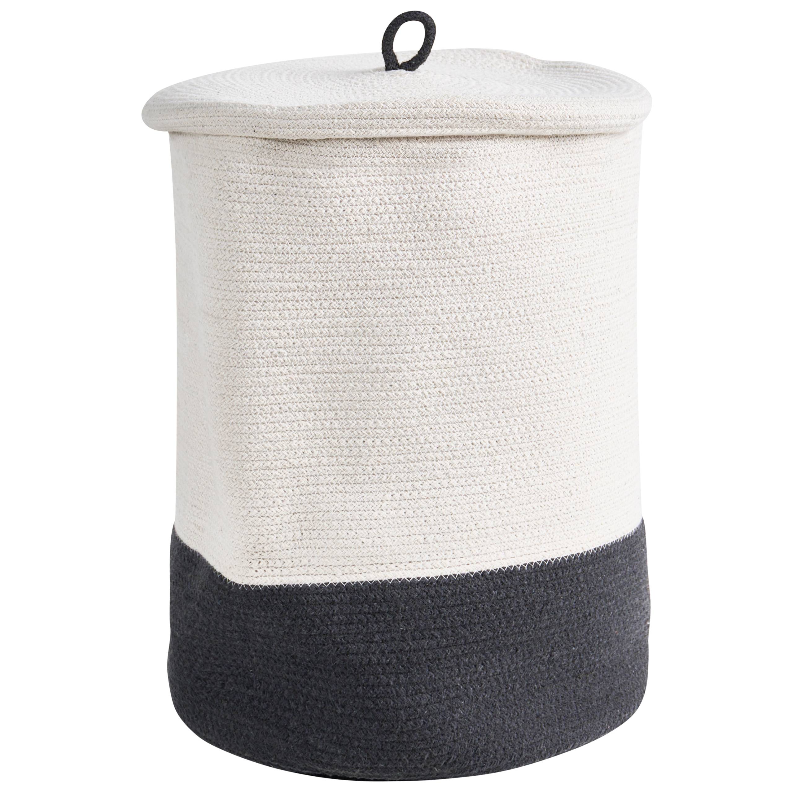 Beliani - Corbeille Coton Blanc/gris foncé SILOPI - 52x44x44- Beliani - Image 2