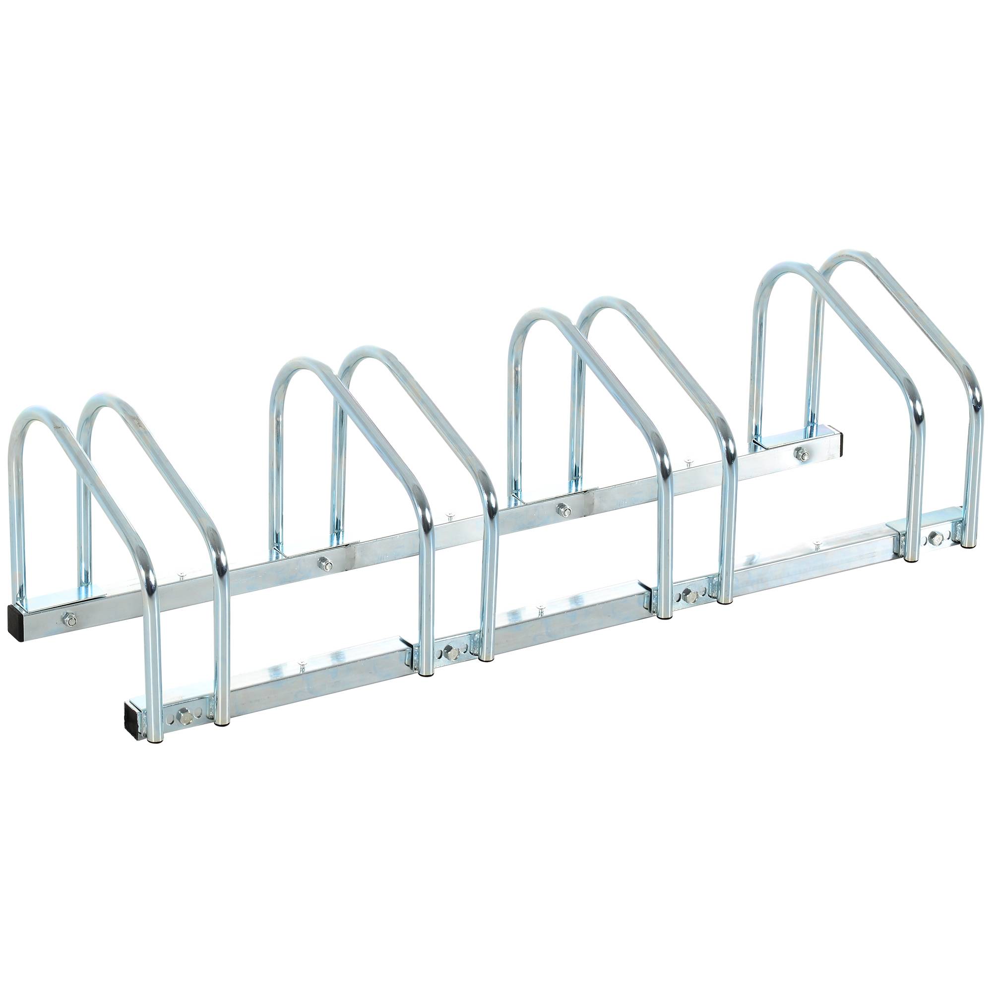 Support de stationnement pour 4 vélos, en acier, pour ranger les vélos au sol ou au mur, 110 x 33 x 27 cm, argent - Image 2