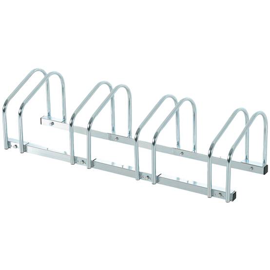 Support de stationnement pour 4 vélos, en acier, pour ranger les vélos au sol ou au mur, 110 x 33 x 27 cm, argent - Image 1