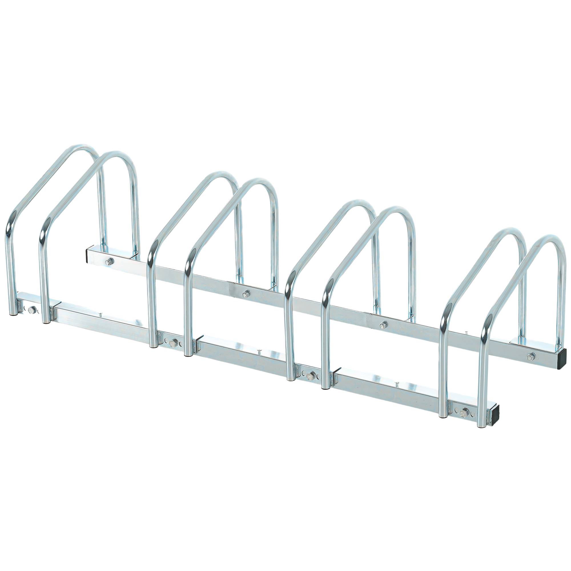 Support de stationnement pour 4 vélos, en acier, pour ranger les vélos au sol ou au mur, 110 x 33 x 27 cm, argent - Image 1