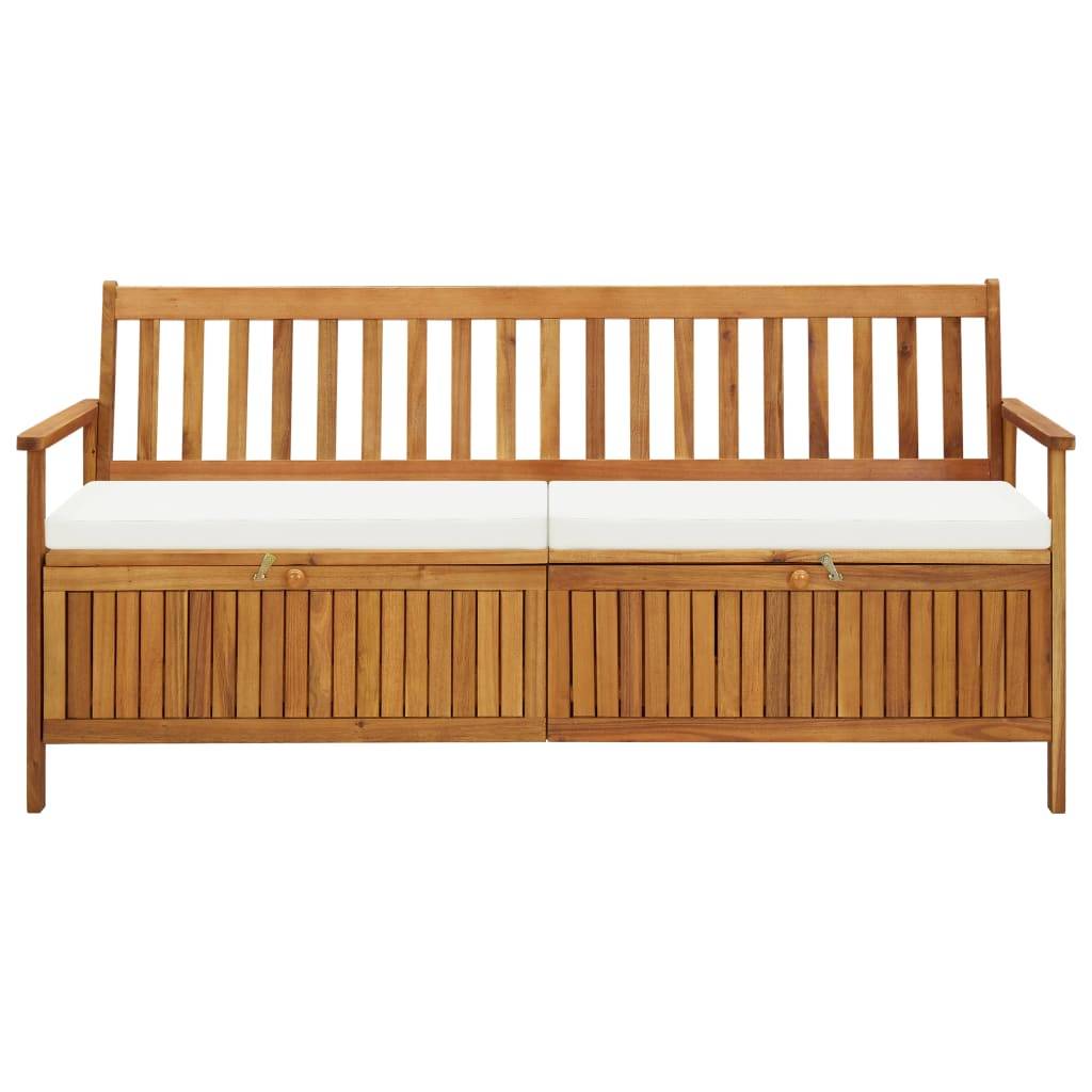 Helloshop26 - Banc de jardin meuble de patio d'extérieur terrasse de rangement avec coussin 170 x 63 x 84 cm bois d'acacia solide - Imagen 2