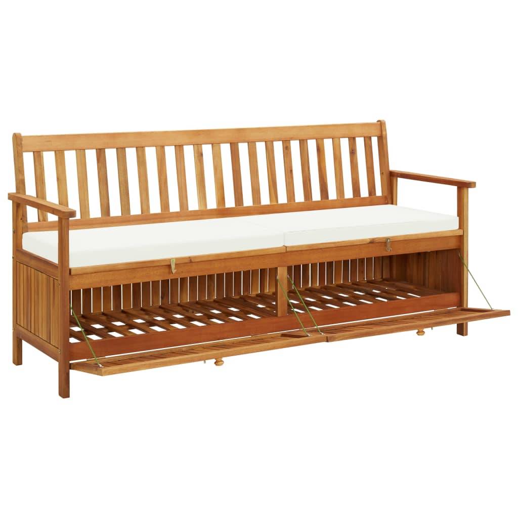 Helloshop26 - Banc de jardin meuble de patio d'extérieur terrasse de rangement avec coussin 170 x 63 x 84 cm bois d'acacia solide - Imagen 3
