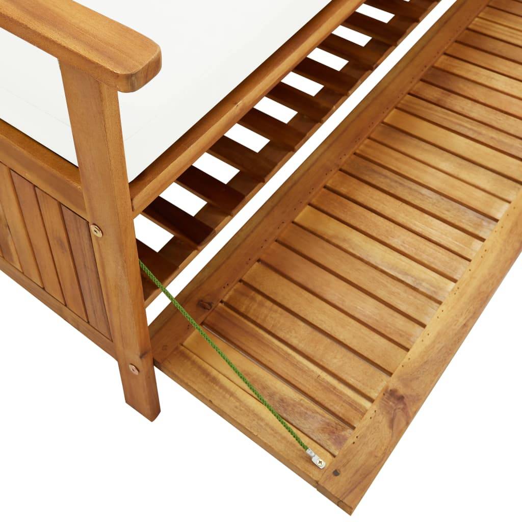 Helloshop26 - Banc de jardin meuble de patio d'extérieur terrasse de rangement avec coussin 170 x 63 x 84 cm bois d'acacia solide - Imagen 7