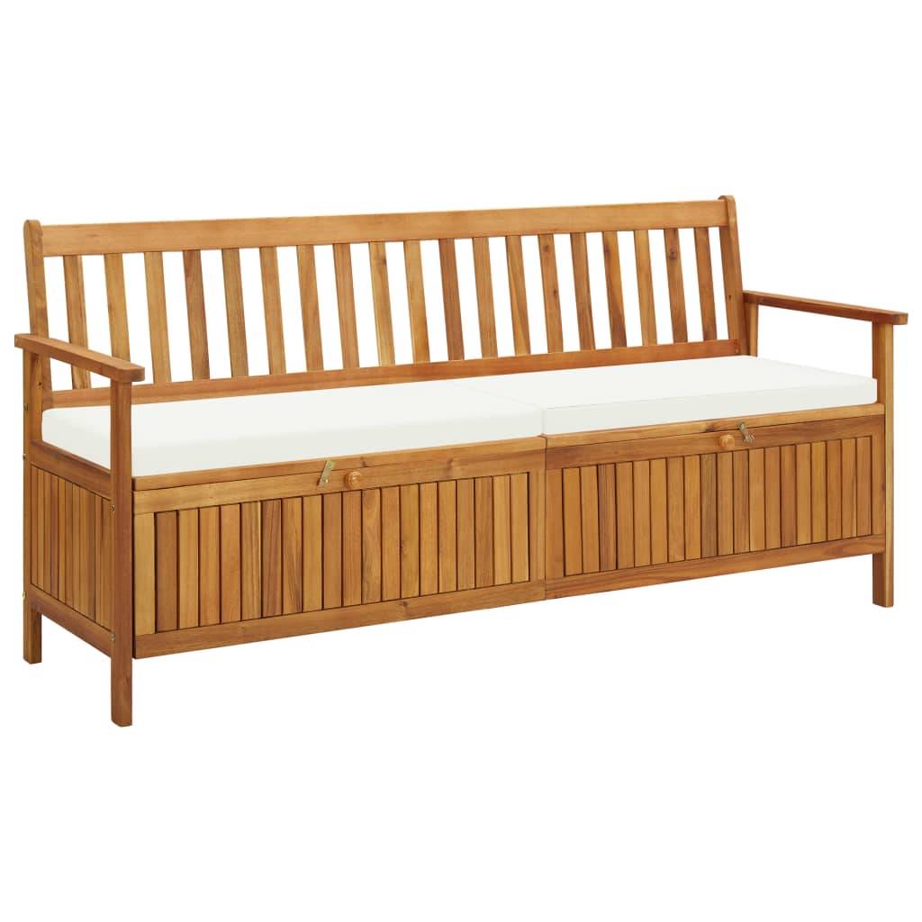 Helloshop26 - Banc de jardin meuble de patio d'extérieur terrasse de rangement avec coussin 170 x 63 x 84 cm bois d'acacia solide - Imagen 1