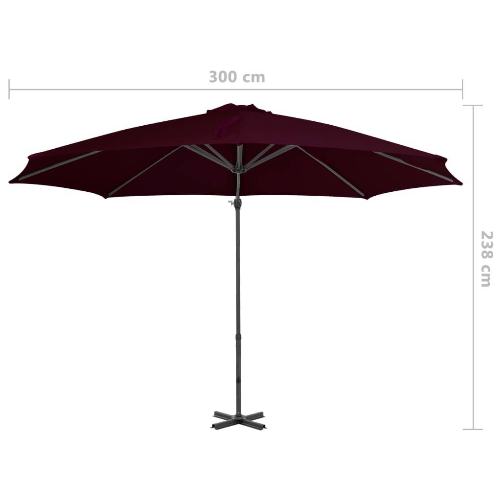 Helloshop26 - Parasol déporté avec mât en aluminium 300 cm rouge bordeaux - Imagen 7