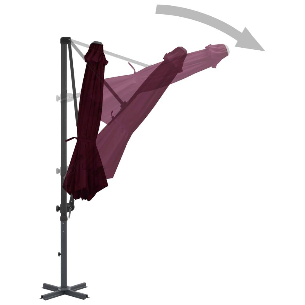 Helloshop26 - Parasol déporté avec mât en aluminium 300 cm rouge bordeaux - Imagen 3