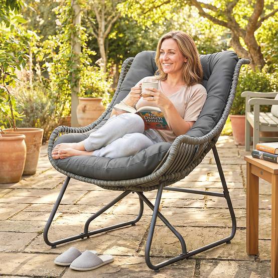Fauteuil de jardin résine tressée naturel 101 x 75 x 90 cm - PANGIVO - Image 10